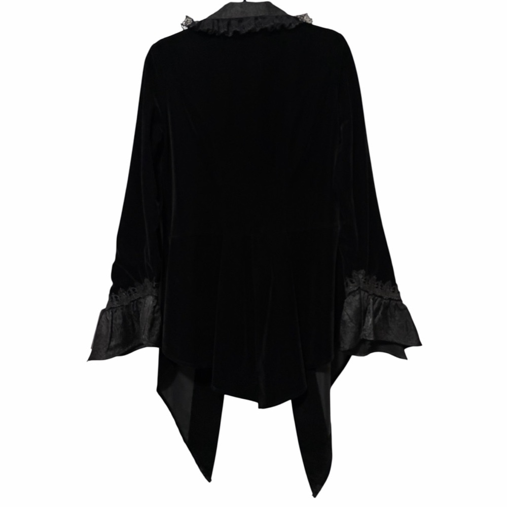 DARK IN LOVE NWT Black Velvet Lace Bell Sleeve Button Front Jacket - Picture 5 of 14